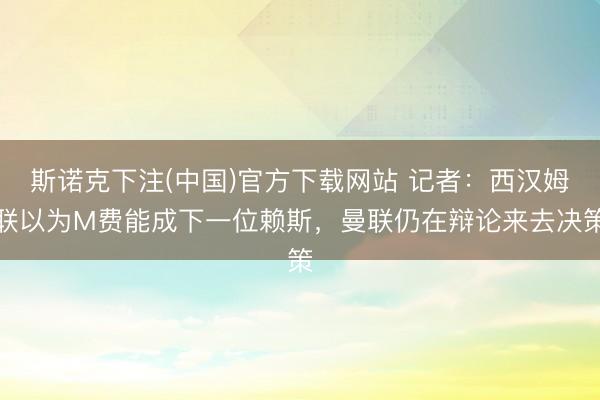 斯诺克下注(中国)官方下载网站 记者：西汉姆联以为M费能成下一位赖斯，曼联仍在辩论来去决策