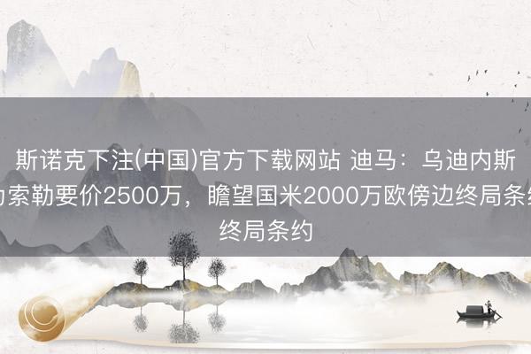 斯诺克下注(中国)官方下载网站 迪马：乌迪内斯为索勒要价2500万，瞻望国米2000万欧傍边终局条约