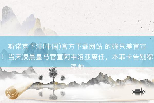 斯诺克下注(中国)官方下载网站 的确只差官宣了！当天凌晨皇马官宣阿韦洛亚离任，本菲卡告别穆帅