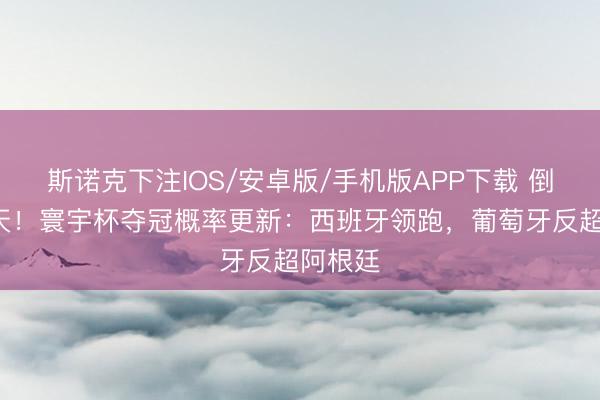 斯诺克下注IOS/安卓版/手机版APP下载 倒计时2天！寰宇杯夺冠概率更新：西班牙领跑，葡萄牙反超阿根廷