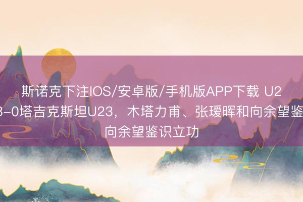 斯诺克下注IOS/安卓版/手机版APP下载 U23国足3-0塔吉克斯坦U23，木塔力甫、张瑷晖和向余望鉴识立功