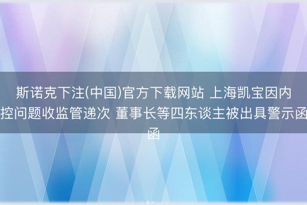 斯诺克下注(中国)官方下载网站 上海凯宝因内控问题收监管递次 董事长等四东谈主被出具警示函