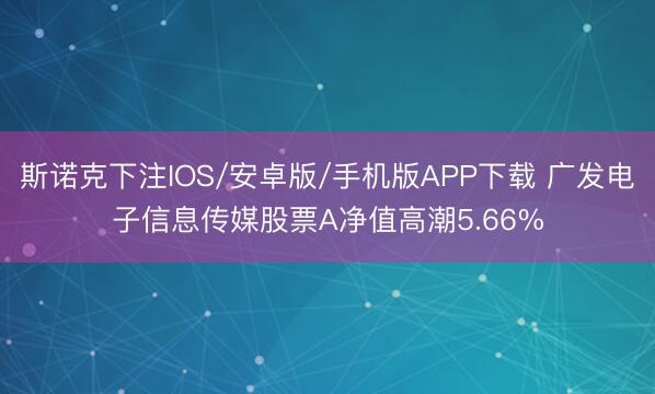 斯诺克下注IOS/安卓版/手机版APP下载 广发电子信息传媒股票A净值高潮5.66%