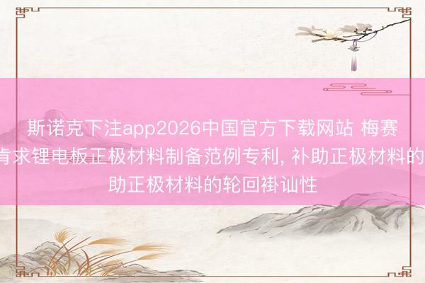 斯诺克下注app2026中国官方下载网站 梅赛德斯-奔突肯求锂电板正极材料制备范例专利， 补助正极材料的轮回褂讪性