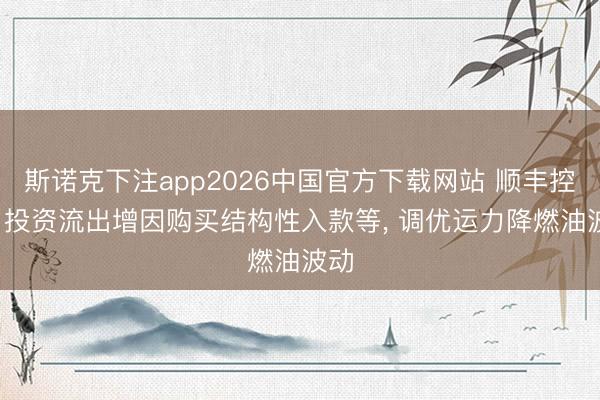 斯诺克下注app2026中国官方下载网站 顺丰控股: 投资流出增因购买结构性入款等， 调优运力降燃油波动