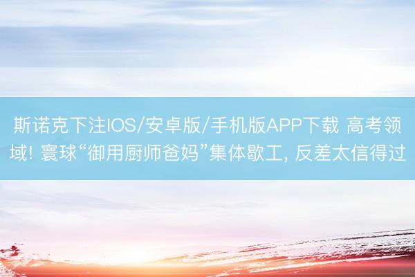 斯诺克下注IOS/安卓版/手机版APP下载 高考领域! 寰球“御用厨师爸妈”集体歇工， 反差太信得过
