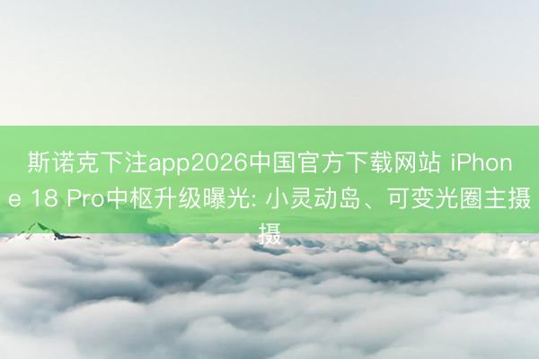 斯诺克下注app2026中国官方下载网站 iPhone 18 Pro中枢升级曝光: 小灵动岛、可变光圈主摄