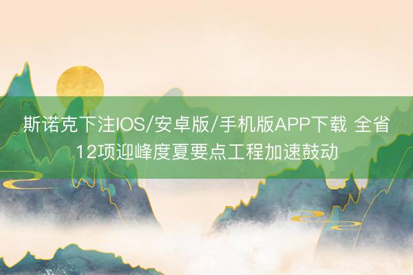 斯诺克下注IOS/安卓版/手机版APP下载 全省12项迎峰度夏要点工程加速鼓动