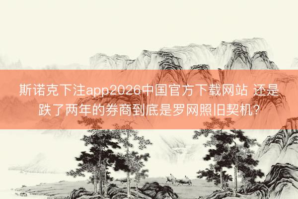斯诺克下注app2026中国官方下载网站 还是跌了两年的券商到底是罗网照旧契机?